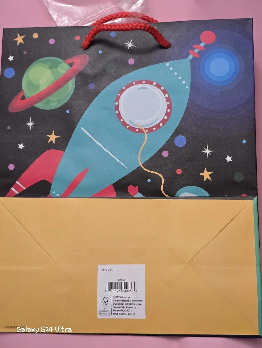 3 Piece Gift Wrap: Blank Card, Gift Bag, & Tissue Paper NEW Space Ship Design